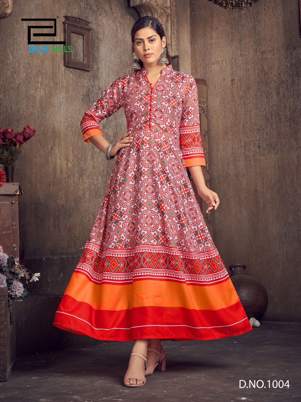 Patola Queen By Blue Hills Printed Long Anarkali Kurtis Catalog